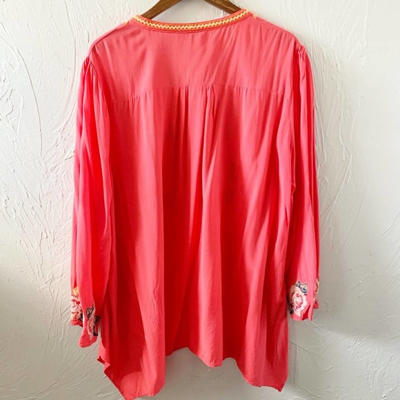 Andrée by Unit Embroidered Blouse Coral Pink 1X - Picture 8 of 8